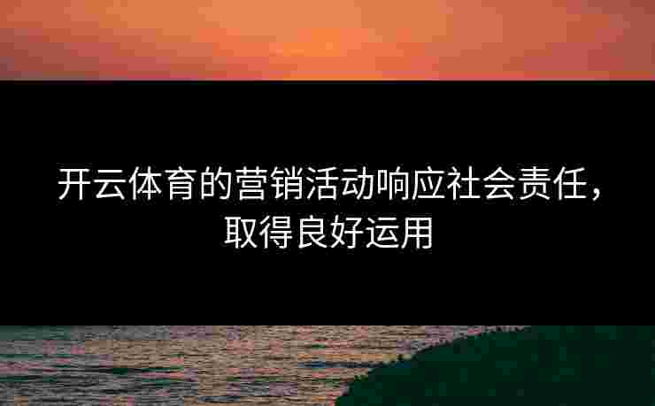 开云体育的营销活动响应社会责任，取得良好运用