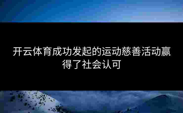 开云体育成功发起的运动慈善活动赢得了社会认可
