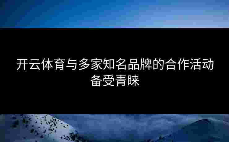 开云体育与多家知名品牌的合作活动备受青睐