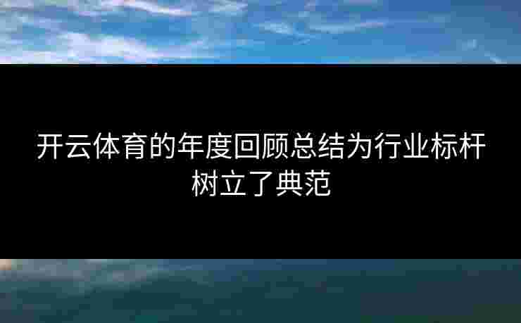 开云体育的年度回顾总结为行业标杆树立了典范